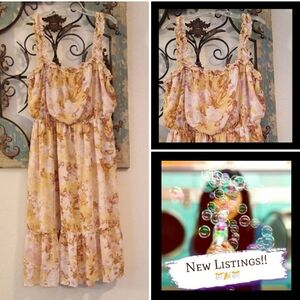 Luxology Floral Midi Sundress in Yellow and Brown. NWOT Size XL